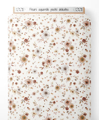 Tissu - Fleurs aquarelle pastel délicates