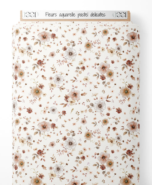 Tissu - Fleurs aquarelle pastel délicates