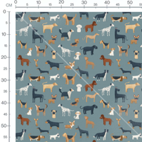 Tissu - Chiens variés sur bleu vif