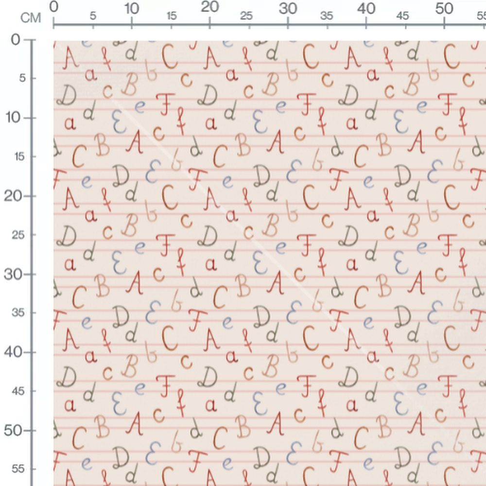 Tissu - Lettres colorées sur fond beige