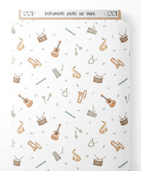 Tissu - Instruments pastel sur blanc