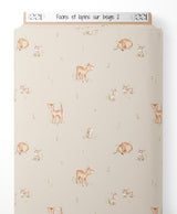 Tissu - Faons et lapins sur beige 2