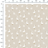 Tissu - Canards et fleurs sur beige