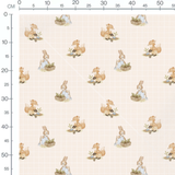 Tissu - Animaux jardiniers sur beige