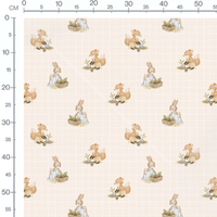 Tissu - Animaux jardiniers sur beige