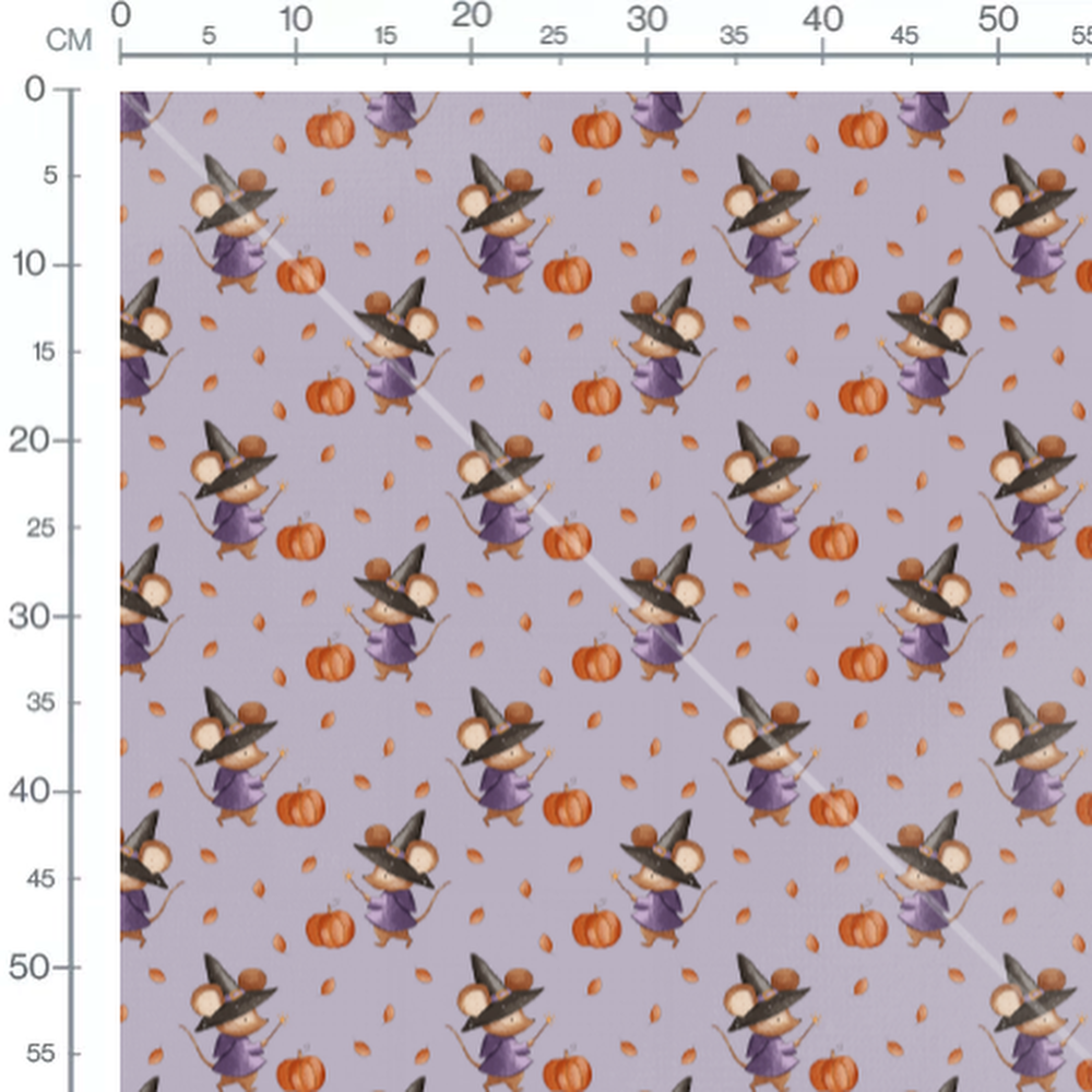 Tissu - Souris sorcière violet et orange