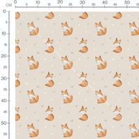 Tissu - Renards avec fleurs