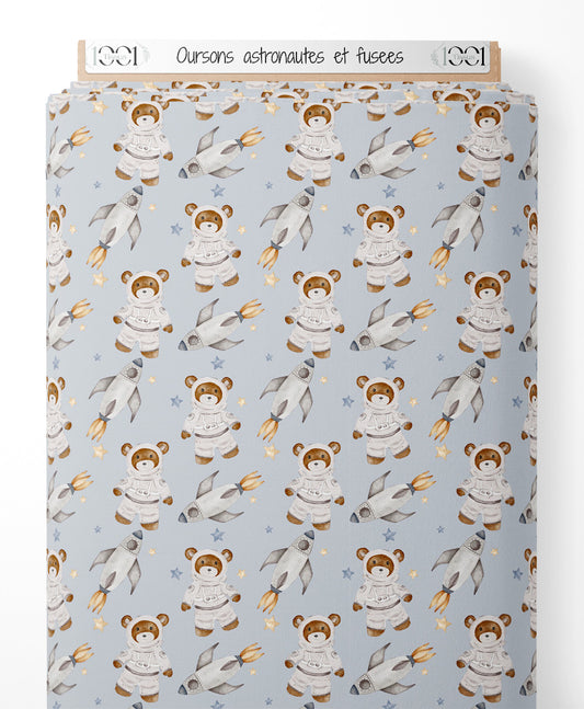 Tissu - Oursons astronautes et fusées