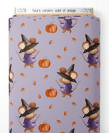 Tissu - Souris sorcière violet et orange