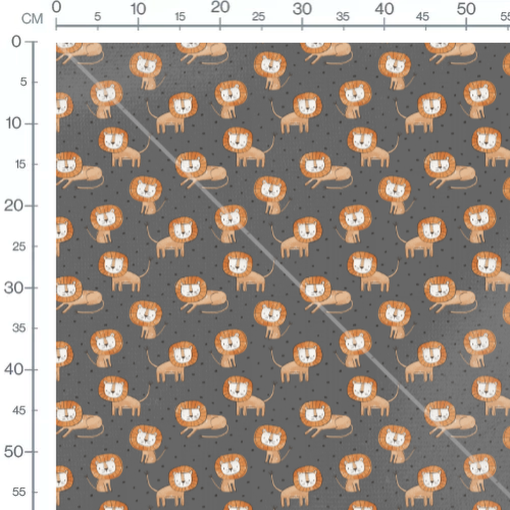 Tissu - Lions stylisés beige et orange