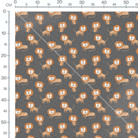 Tissu - Lions stylisés beige et orange