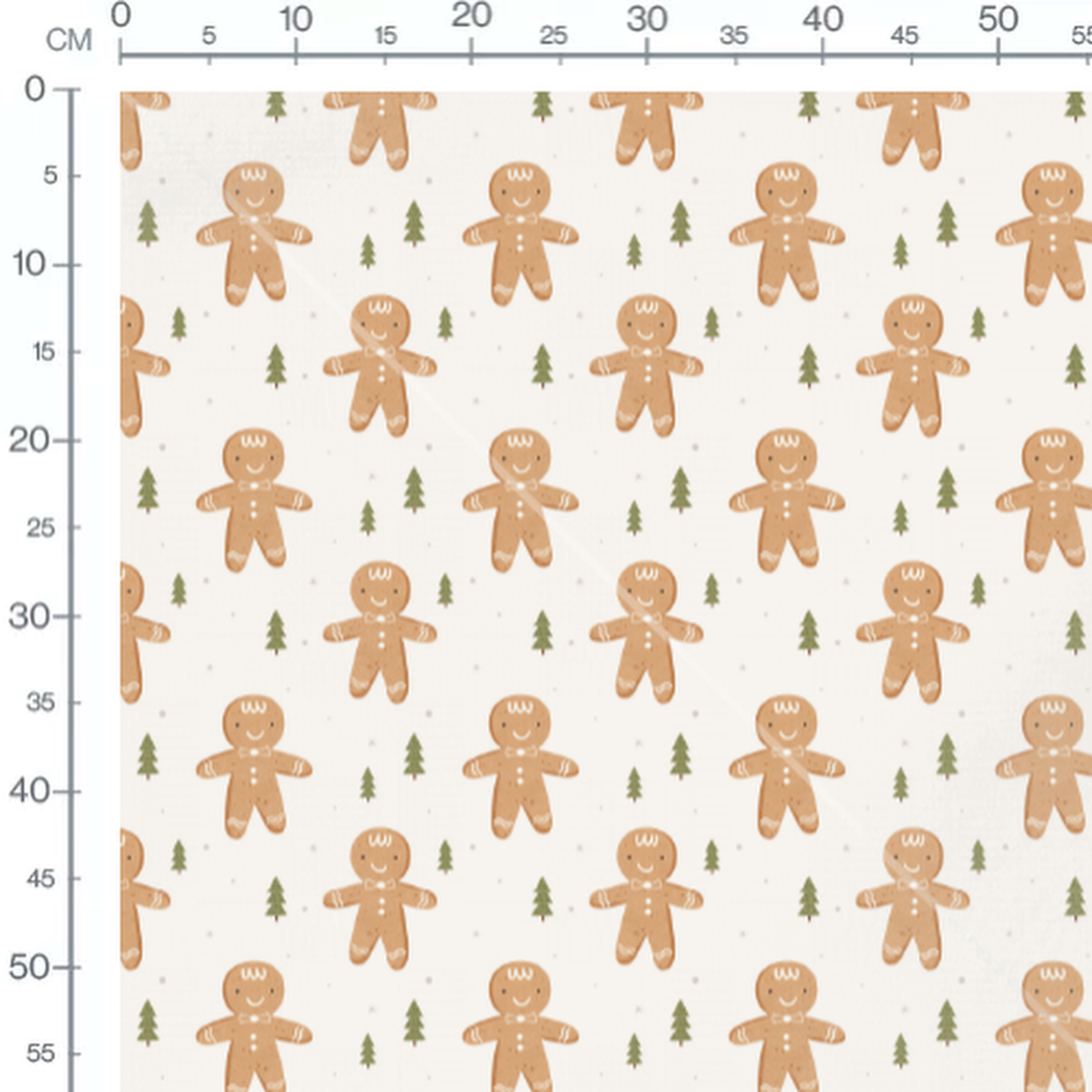 Tissu - Bonhommes pain d'épices et sapins