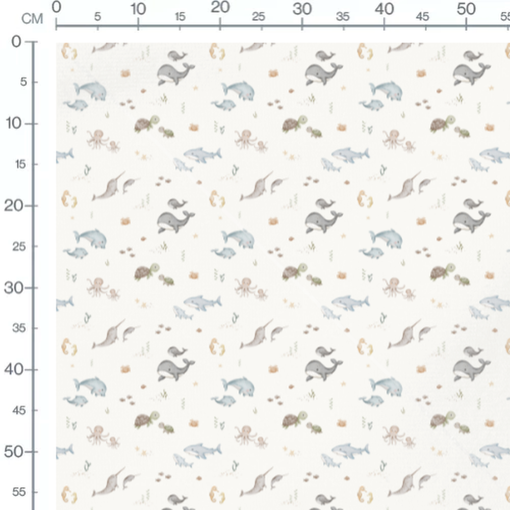 Tissu - Dauphins et étoiles de mer