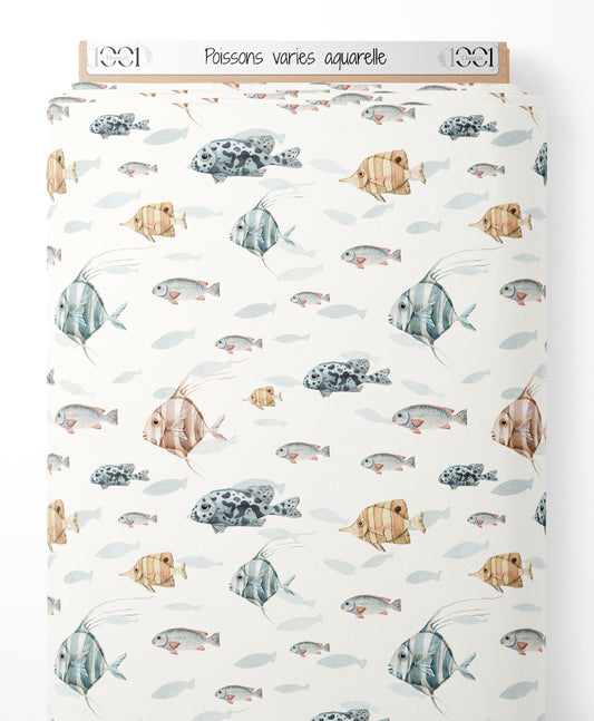 Tissu - Poissons variés aquarelle