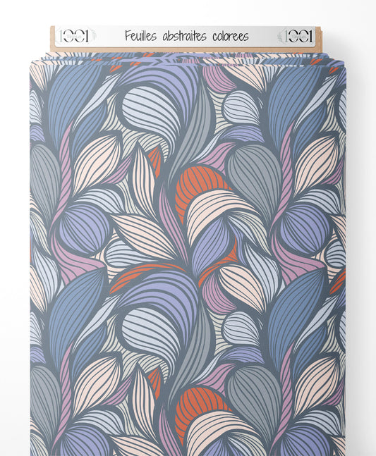 Tissu - Feuilles abstraites colorées