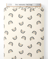 Tissu - Arcs multicolores sur fond beige