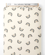 Tissu - Arcs multicolores sur fond beige
