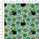 Tissu - Chaudrons noirs et bulles vertes