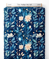 Tissu - feuillage bleu nuit