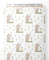 Tissu - elephant et canard aquarelle