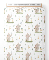 Tissu - elephant et canard aquarelle