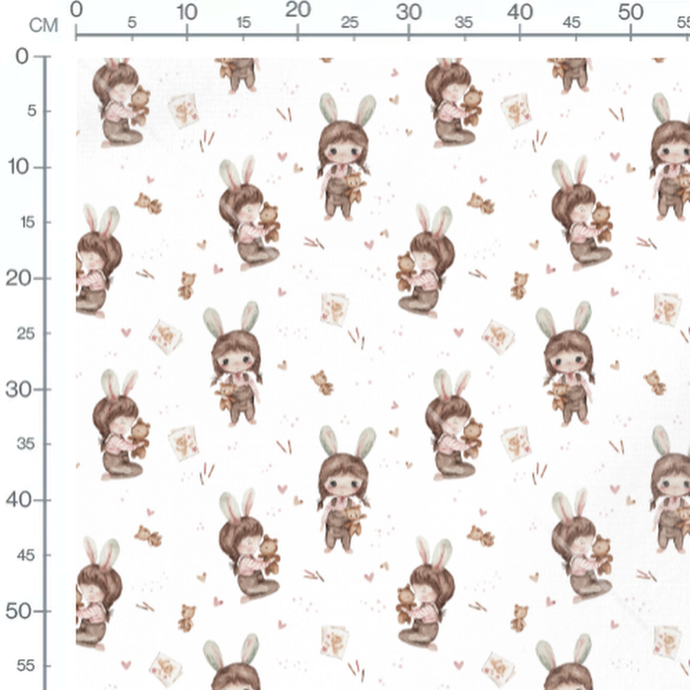 Tissu - Enfants avec peluches