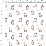 Tissu - Pingouins sur fond blanc