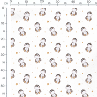 Tissu - Pingouins sur fond blanc