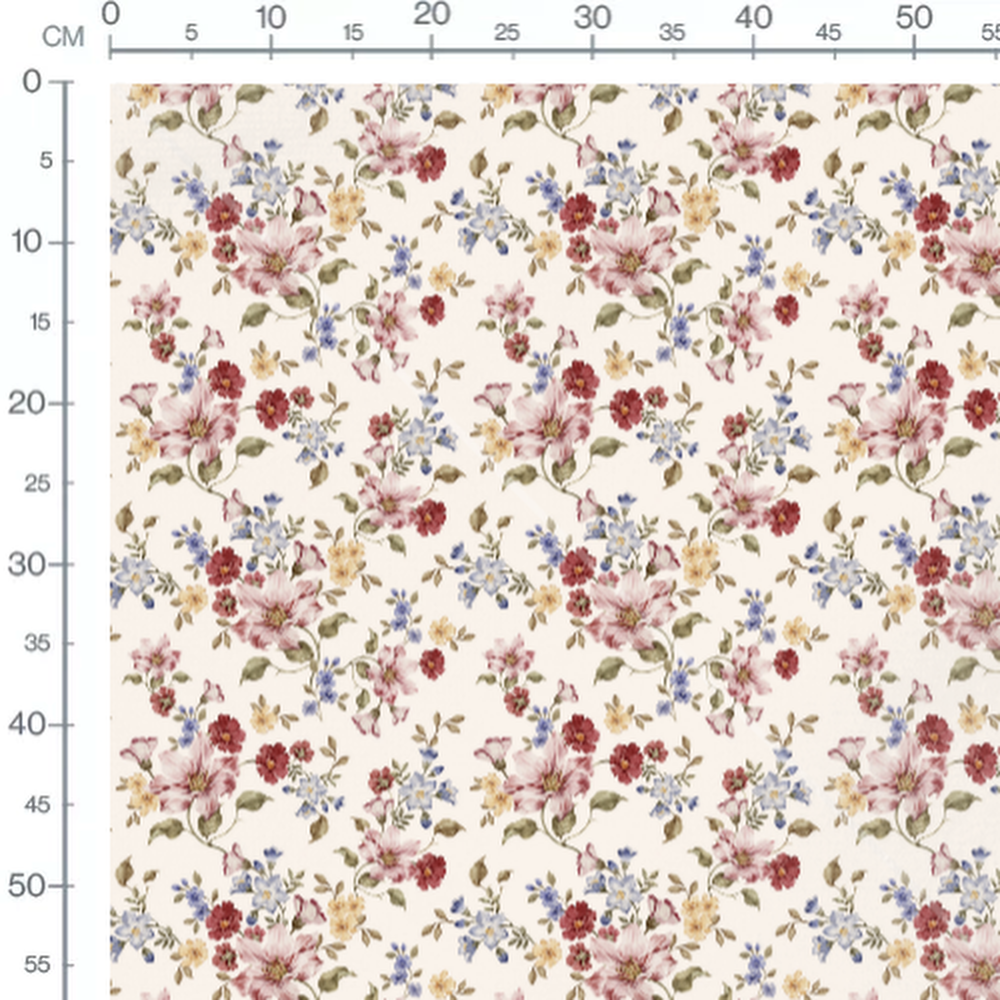 Tissu - Fleurs vintage multicolores