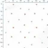 Tissu - Cœurs bleu clair et beige