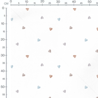 Tissu - Cœurs bleu clair et beige