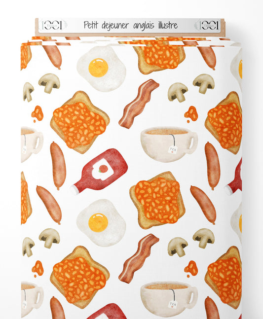 Tissu - Petit-déjeuner anglais illustré