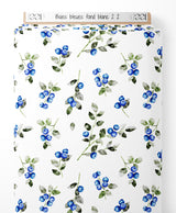 Tissu - Baies bleues sur fond blanc 2 2