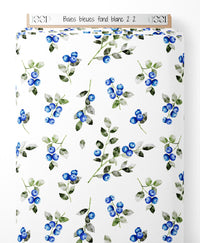 Tissu - Baies bleues sur fond blanc 2 2