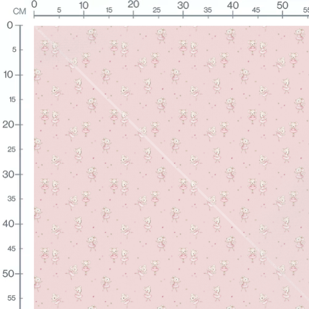 Tissu - Souris en tutu sur rose