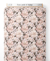 Tissu - Roses pastel et feuillage