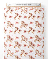Tissu - Licornes et roses pastel