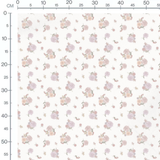 Tissu - Fleurs roses et baies rouges 2