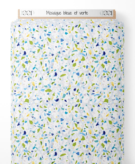 Tissu - Mosaïque bleue et verte