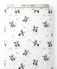 Tissu - Pandas sur nuages