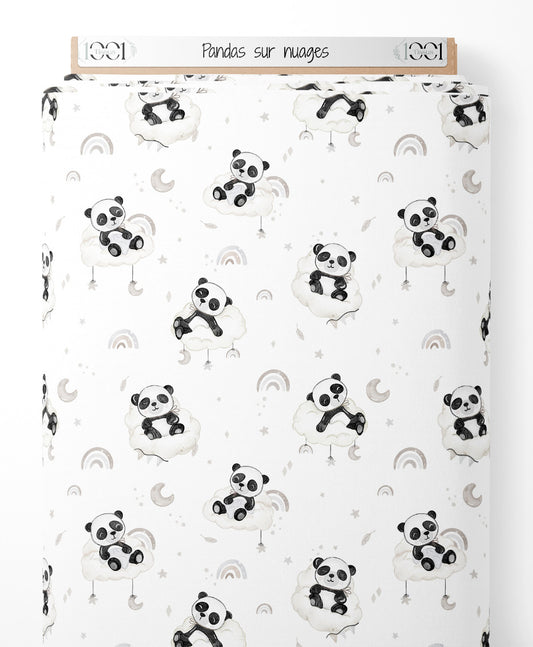 Tissu - Pandas sur nuages