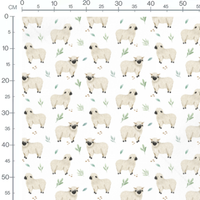 Tissu - Moutons noirs et feuillage vert