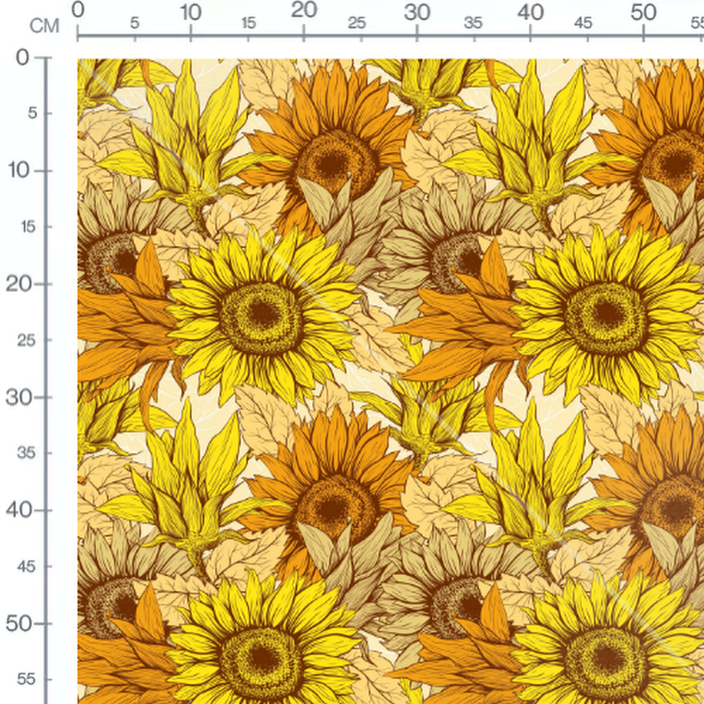 Tissu - Tournesols jaunes et orange