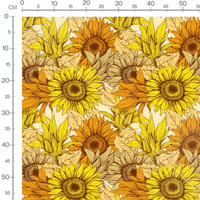 Tissu - Tournesols jaunes et orange
