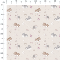 Tissu - Chats sur nuages et lanternes