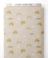 Tissu - Grenouilles souriantes beiges