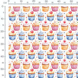 Tissu - Tissu Cupcake Amour Pastel