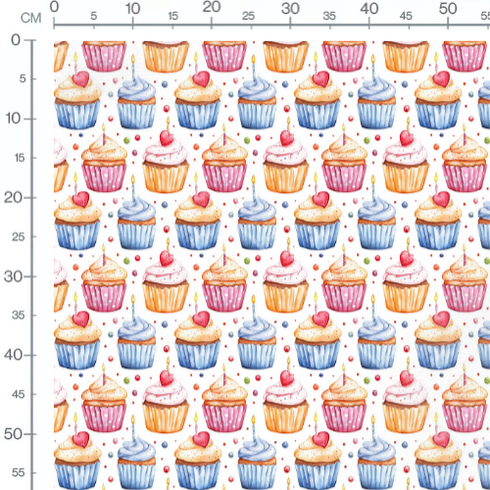 Tissu - Tissu Cupcake Amour Pastel