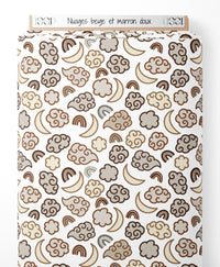 Tissu - Nuages beige et marron doux