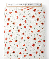 Tissu - Coquelicots rouges et verts